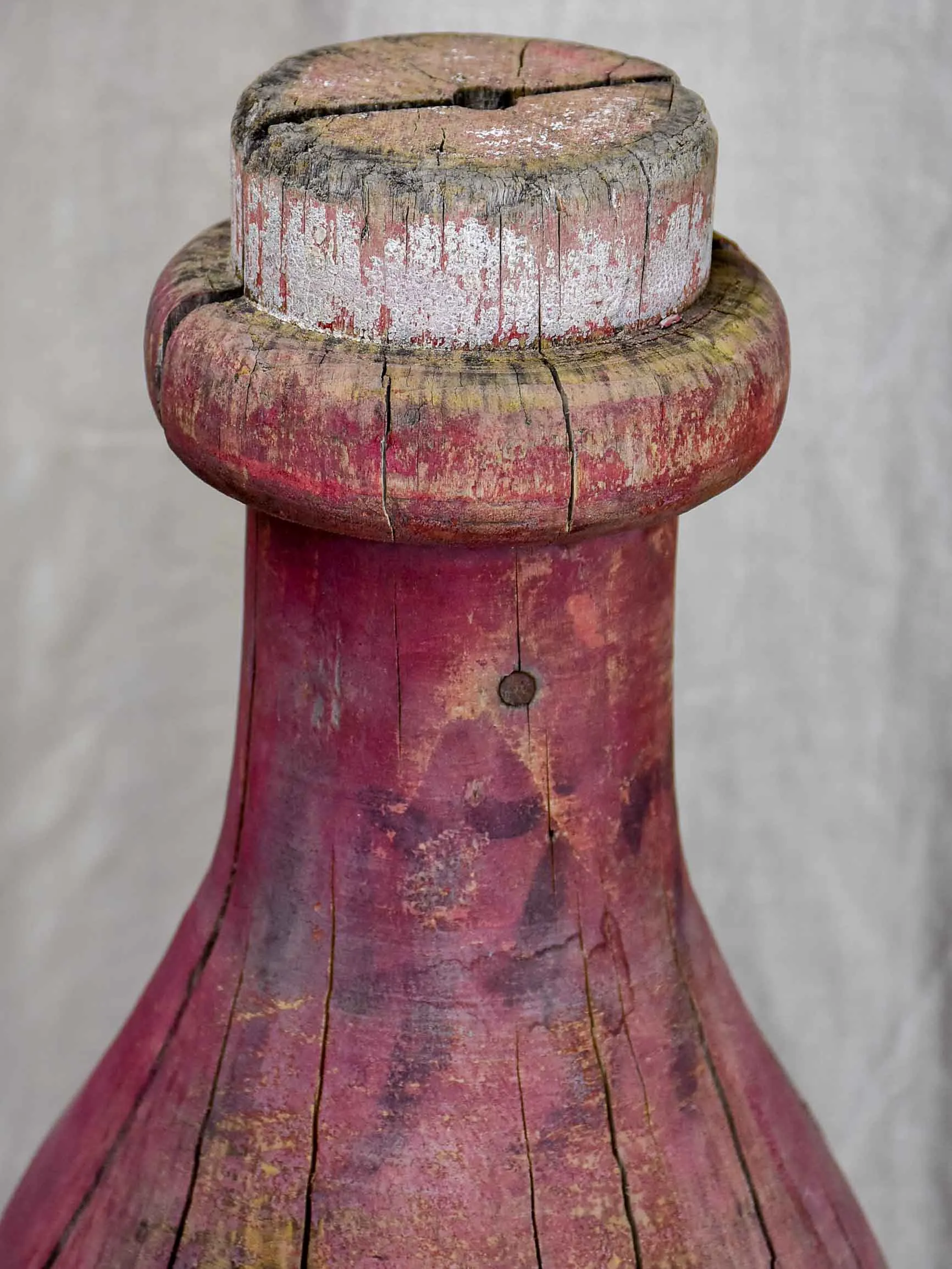 Oversize wooden Morgan bottle sculpture from Beaujolais